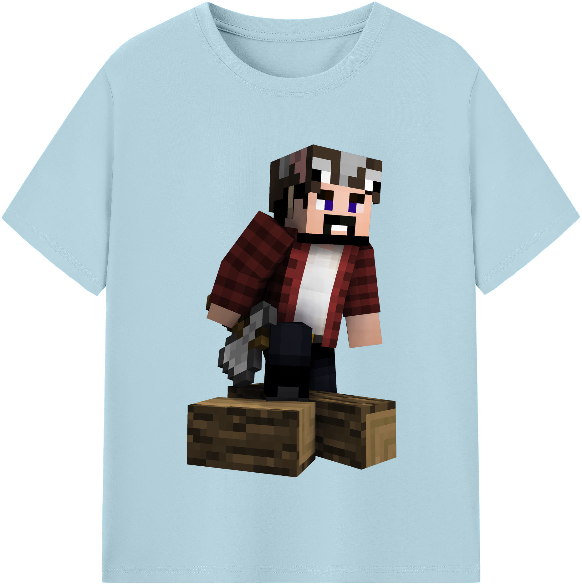 （画像用） マインクラフト ブロックの世界 Minecraft MC Block world 綿100％半袖Tシャツ（フロントプリント）